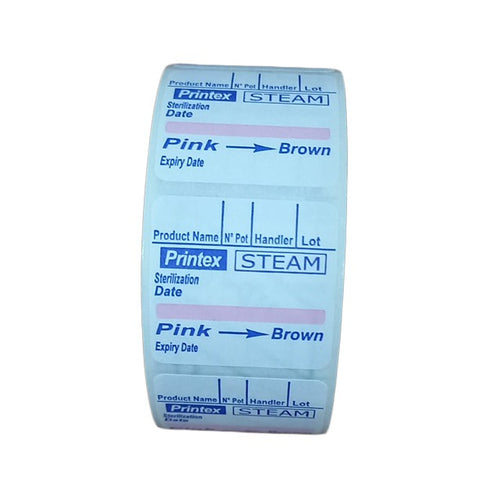 Set etichete dublu adezive, Printex, sterilizare abur, rola 500 bucati